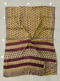 Pomegranate Printed Ajrakh Hand Block Modal Silk Saree with Blouse (CID115)