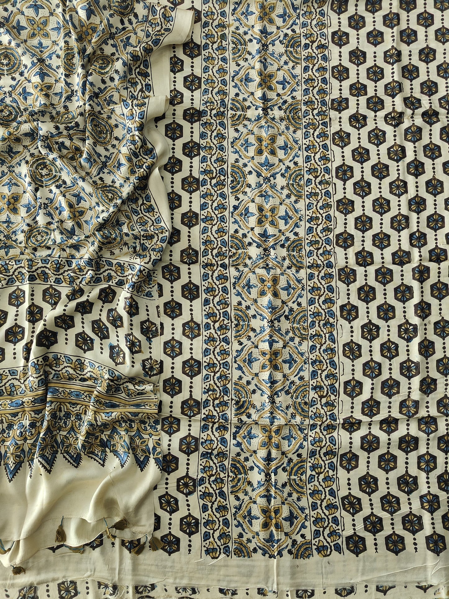 )Vanaspati Ajrakh Hand Block Printed Suits Modal Silk Fabric (CIT119)