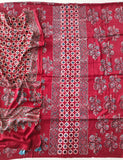 )Vanaspati Ajrakh Hand Block Printed Suits Modal Silk Fabric (CIT120)