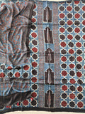 )Vanaspati Ajrakh Hand Block Printed Suits Modal Silk Fabric (CIT124)