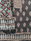 )Vanaspati Ajrakh Hand Block Printed Suits Modal Silk Fabric (CIT127)