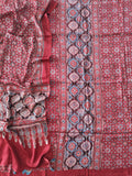 )Vanaspati Ajrakh Hand Block Printed Suits Modal Silk Fabric (CIT130)