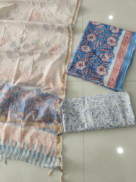 JAIPUR COTTON SUIT WITH CHANDERI DUPPATA (CSS114)