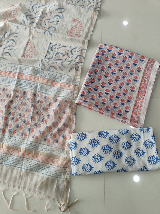 JAIPUR COTTON SUIT WITH CHANDERI DUPPATA (CSS115)