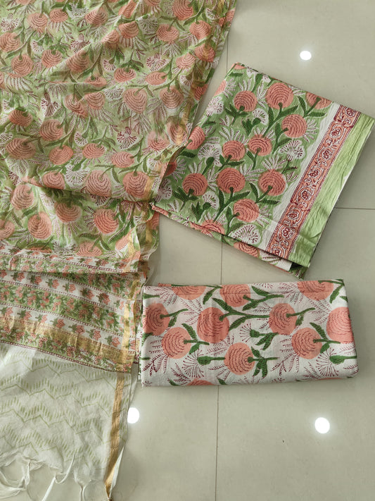 JAIPUR COTTON SUIT WITH CHANDERI DUPPATA (CSS116)