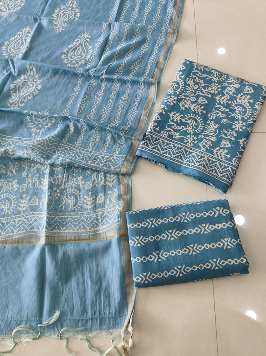 JAIPUR COTTON SUIT WITH CHANDERI DUPPATA (CSS117)