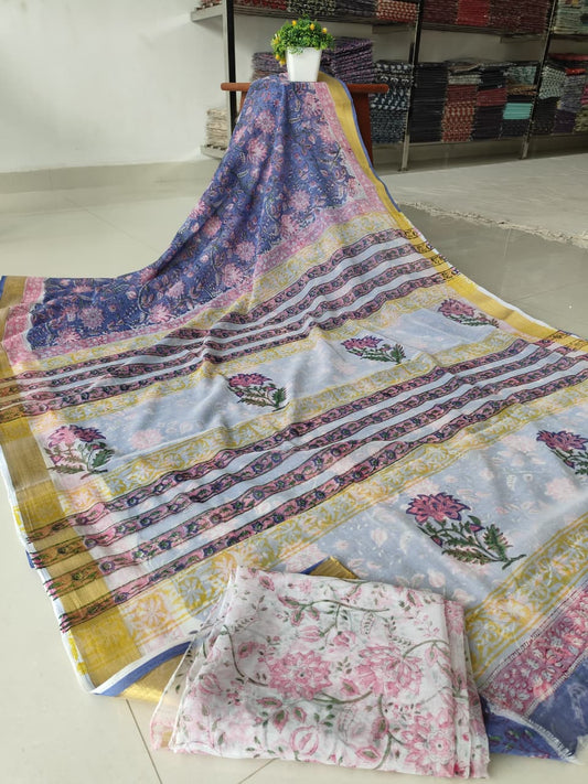 Hand Brush Painted Chiffon Saree with Blouse ( CIA83)