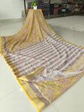 Hand Brush Painted Chiffon Saree with Blouse ( CIA87)