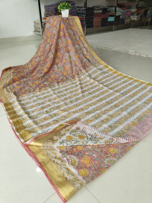 Hand Brush Painted Chiffon Saree with Blouse ( CIA86)