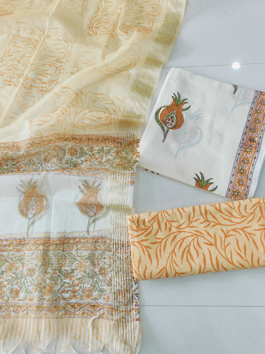 PRIMIUM JAIPURI COTTON SUIT WITH ORGANZA SILK DUPPATA (COS67)