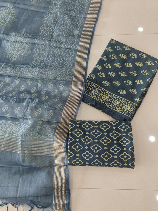 PRIMIUM JAIPURI COTTON SUIT WITH ORGANZA SILK DUPPATA (COS70)