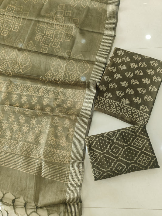 PRIMIUM JAIPURI COTTON SUIT WITH ORGANZA SILK DUPPATA (COS71)
