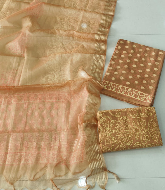 PRIMIUM JAIPURI COTTON SUIT WITH ORGANZA SILK DUPPATA (COS73)