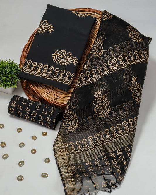 PRIMIUM JAIPURI COTTON SUIT WITH ORGANZA SILK DUPPATA (COS75)
