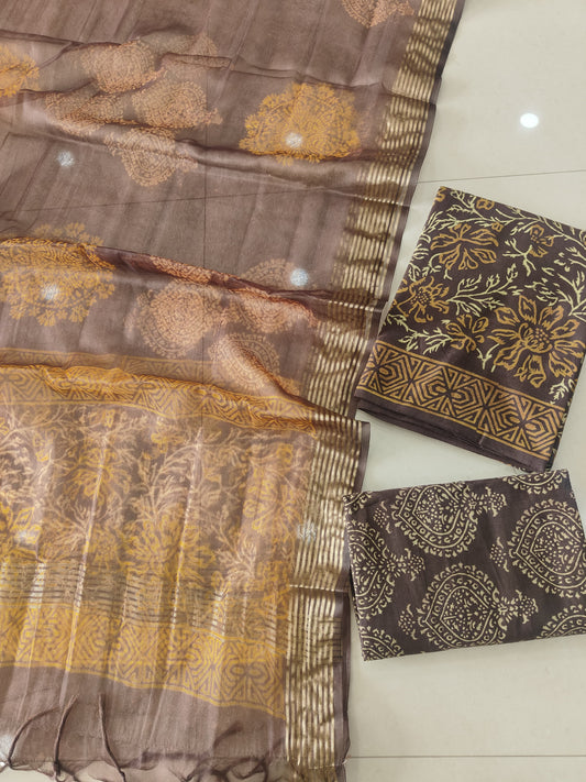 PRIMIUM JAIPURI COTTON SUIT WITH ORGANZA SILK DUPPATA (COS77)