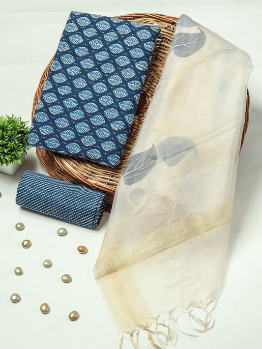 PRIMIUM JAIPURI COTTON SUIT WITH ORGANZA SILK DUPPATA (COS79)