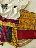 Ajarkh  Print Suit Pcs With Patch Work And Mirror Work Dupatta (ASC013)