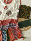 Ajarkh  Print Suit Pcs With Patch Work And Mirror Work Dupatta (ASC026)