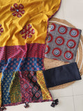 Ajarkh  Print Suit Pcs With Patch Work And Mirror Work Dupatta (ASC034)