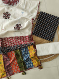 Ajarkh  Print Suit Pcs With Patch Work And Mirror Work Dupatta (ASC036)
