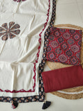 Ajarkh  Print Suit Pcs With Patch Work And Mirror Work Dupatta (ASC042)