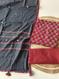 Ajarkh  Print Suit Pcs With Patch Work And Mirror Work Dupatta (ASC050)