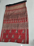 MIRROR WORK HAND BLOCK AJRAKH MODAL SILK SAREE WITH BLOUSE (CIV26)