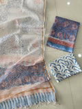 HAND BLOCK PRINTED KOTA DORIYA SUIT WITH KOTA DORIYA DUPPATA (FKS144)