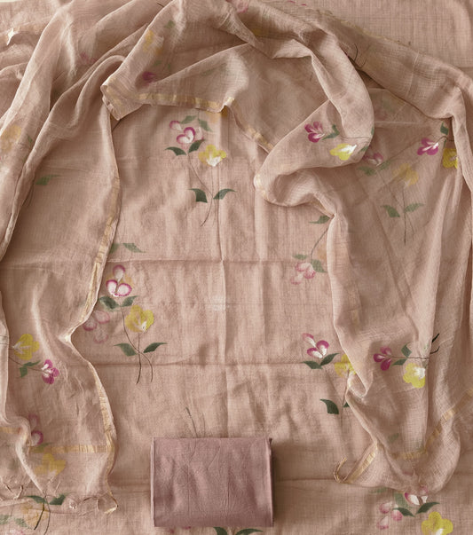 HAND BLOCK PRINTED KOTA DORIYA SUIT WITH KOTA DORIYA DUPPATA (FKS145)