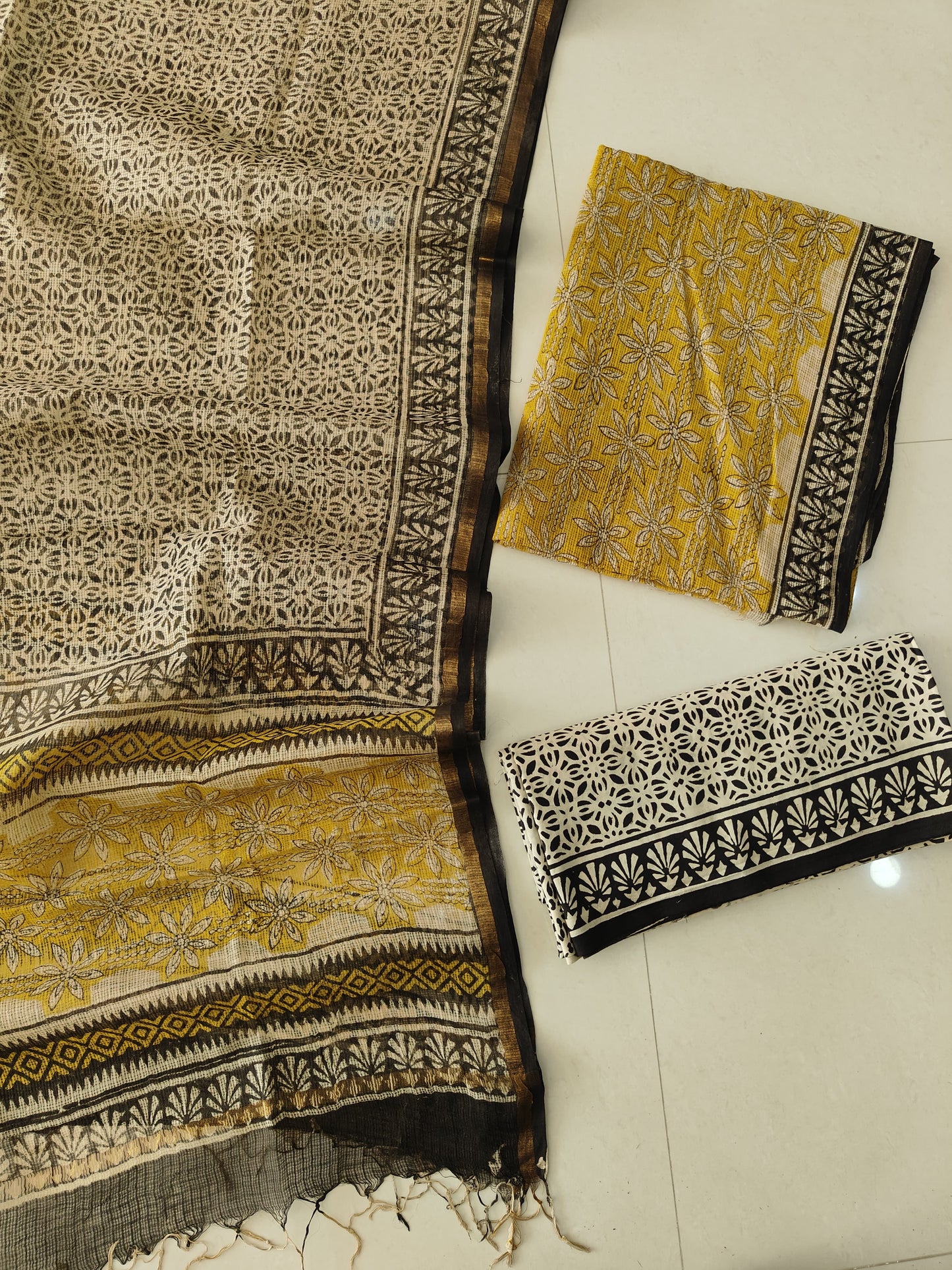 HAND BLOCK PRINTED KOTA DORIYA SUIT WITH KOTA DORIYA DUPPATA (FKS166)