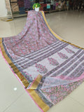Hand Brush Painted Chiffon Saree with Blouse ( CIA91)