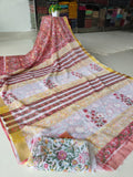 Hand Brush Painted Chiffon Saree with Blouse ( CIA93)