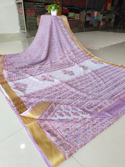 Hand Brush Painted Chiffon Saree with Blouse ( CIA97)