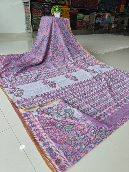 Hand Brush Painted Chiffon Saree with Blouse ( CIA96)