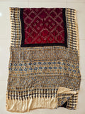 HAND BLOCK PRINTED  BANDHEJ AJRAKH MODAL SILK SAREE (CIX12)