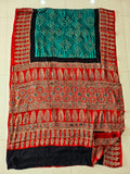 HAND BLOCK PRINTED  BANDHEJ AJRAKH MODAL SILK SAREE (CIX17)