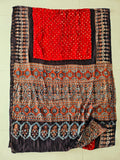 HAND BLOCK PRINTED  BANDHEJ AJRAKH MODAL SILK SAREE (CIX15)