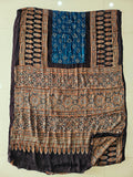 HAND BLOCK PRINTED  BANDHEJ AJRAKH MODAL SILK SAREE (CIX19)