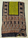 HAND BLOCK PRINTED  BANDHEJ AJRAKH MODAL SILK SAREE (CIX22)