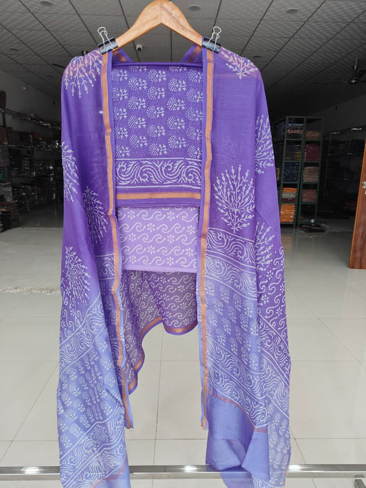 Jaipuri Block Printed Chanderi Silk Suits (CIN101)