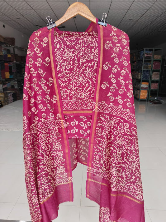 Jaipuri Block Printed Chanderi Silk Suits (CIN102)