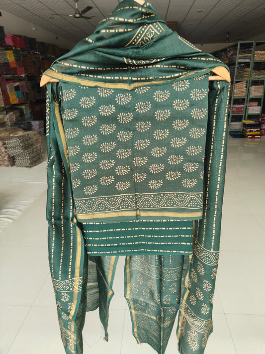 Jaipuri Block Printed Chanderi Silk Suits (CIN106)