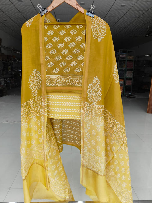 Jaipuri Block Printed Chanderi Silk Suits (CIN105)