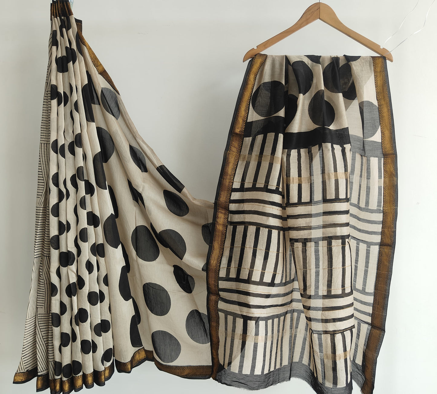 Jaipuri Hand Block Bagru Printed Maheshwari Silk Saree With Blouse (MSS185)