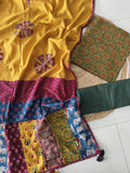 Ajarkh  Print Suit Pcs With Patch Work And Mirror Work Dupatta (ASC072)