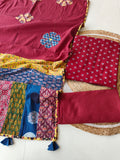 Ajarkh  Print Suit Pcs With Patch Work And Mirror Work Dupatta (ASC066)