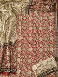 HAND BLOCK PRINTED COTTON 3-PIS SUIT WITH MULMUL DUPPATA (CMS167)
