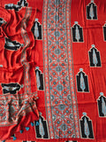)Vanaspati Ajrakh Hand Block Printed Suits Modal Silk Fabric (CIT134)