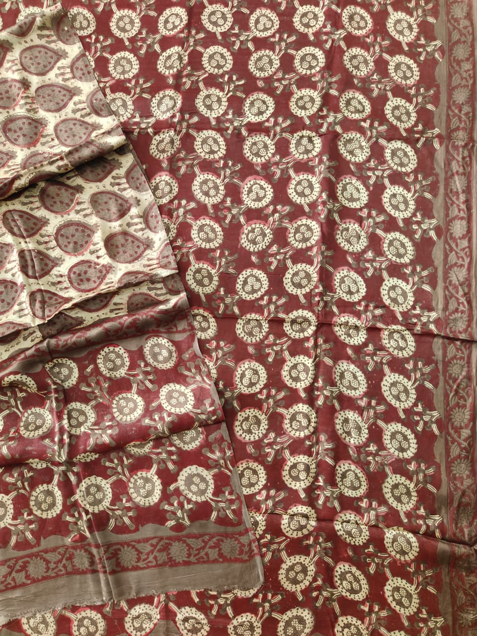 Vanaspati Ajrakh Hand Block Printed Suits Modal Silk Fabric (CIT135)