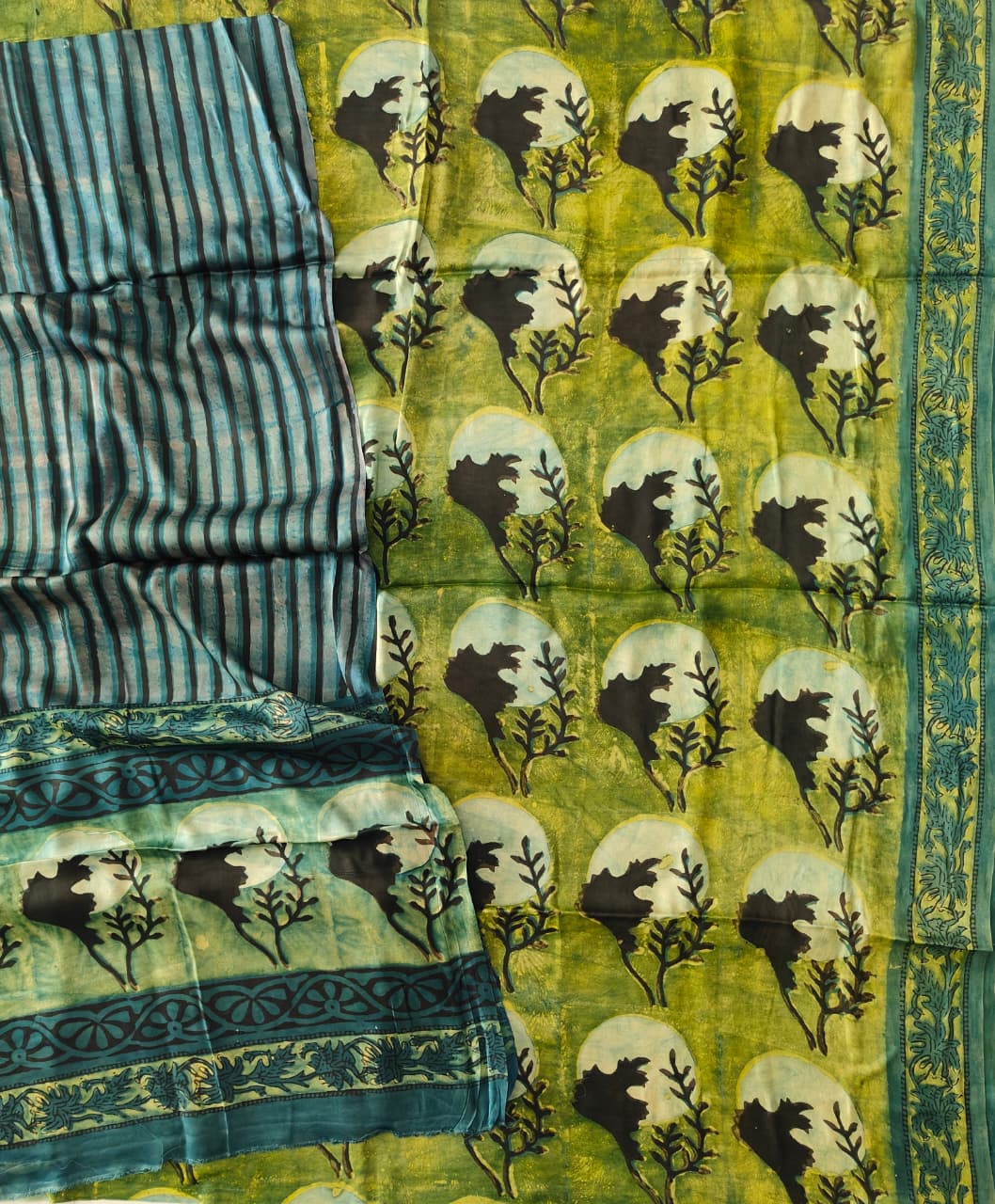 Vanaspati Ajrakh Hand Block Printed Suits Modal Silk Fabric (CIT136)